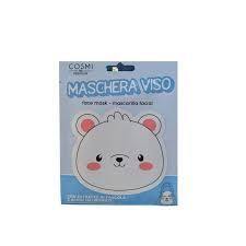 COSMI Maschera Viso in Tessuto Orso Bianco