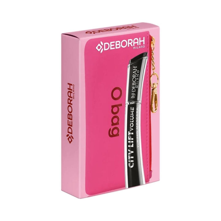 Cofanetto Deborah Milano astuccio O bag Fuchsia / Rosso e mascara City Lift Volume Tubing Nero