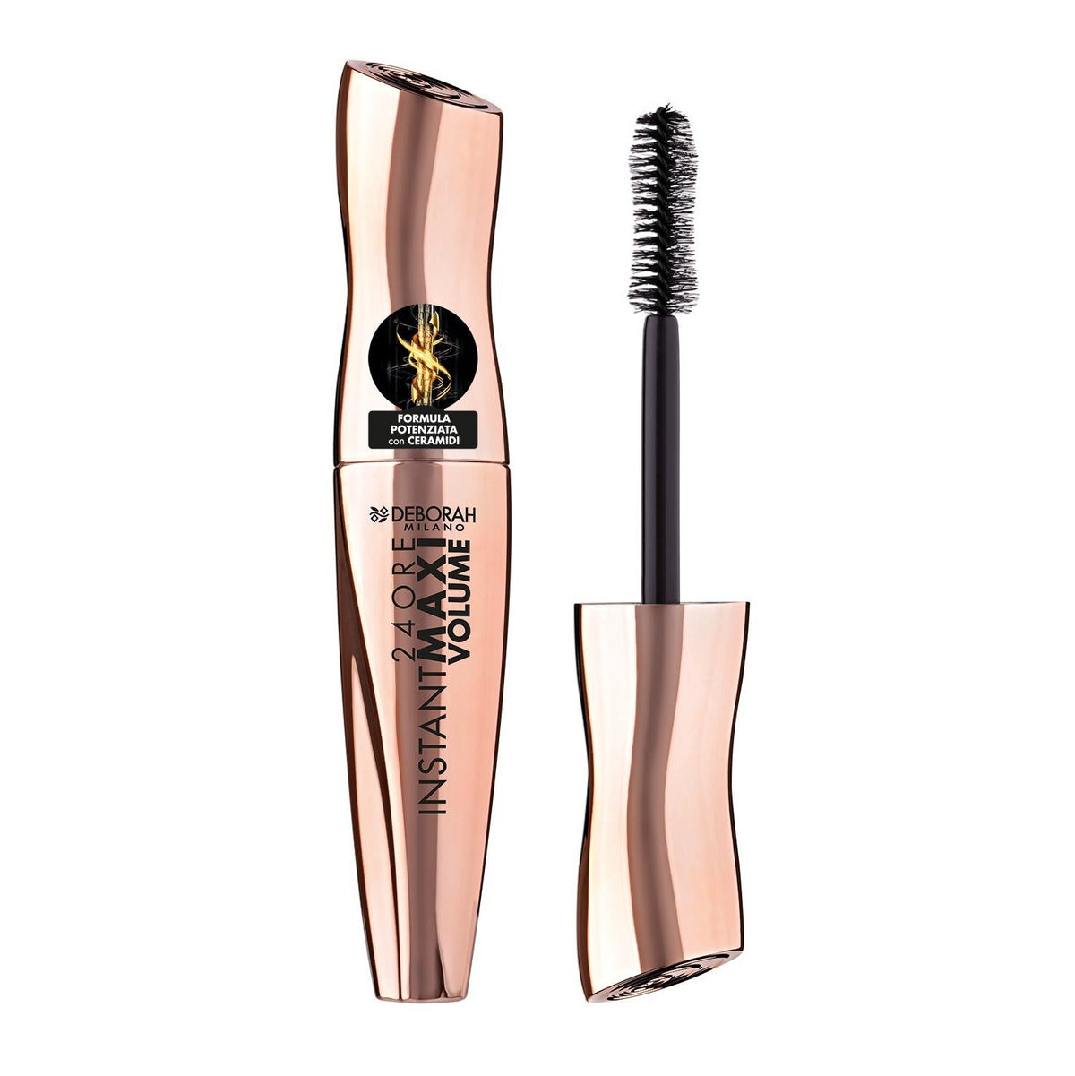 Dettaglio mascara 24ORE Instant Maxi Volume con ceramidi incluso nel cofanetto con mini bag O bag Rosso