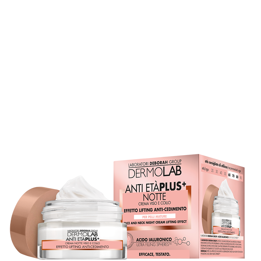 Crema notte viso e collo Anti Età Plus+ – dettaglio del contenuto del cofanetto Dermolab