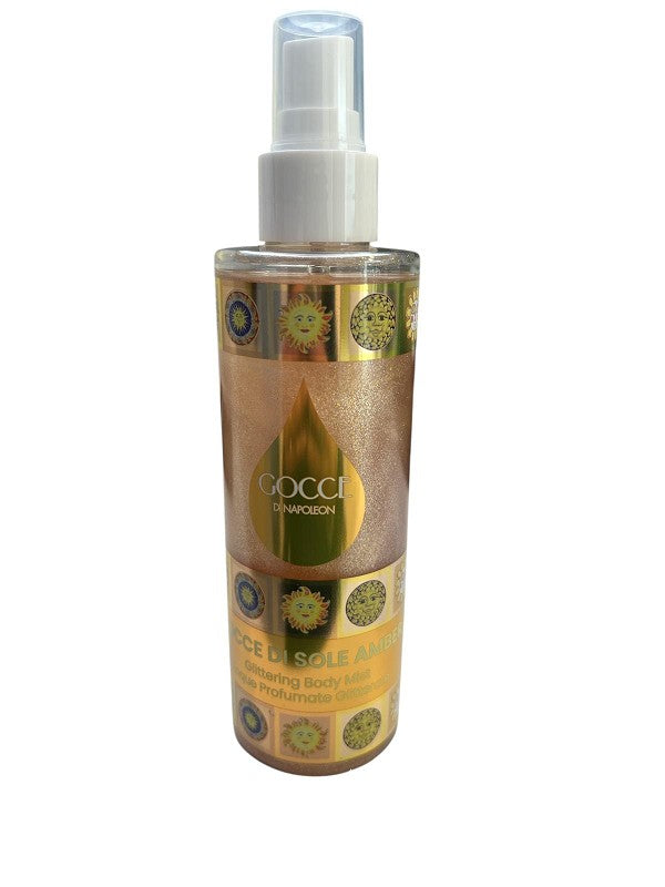 Gocce di Napoleon Gocce di Sole Amber – dettaglio spray da 200 ml incluso nel set con gel doccia e pochette