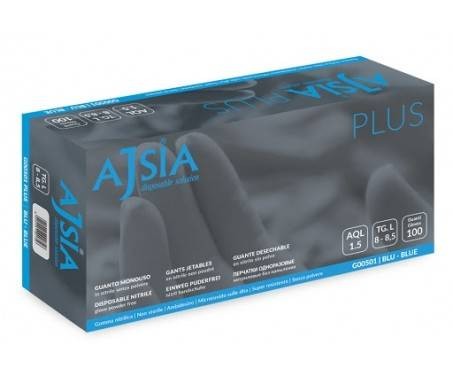 Ajsia Regular guanti nitrile blu senza polvere - M