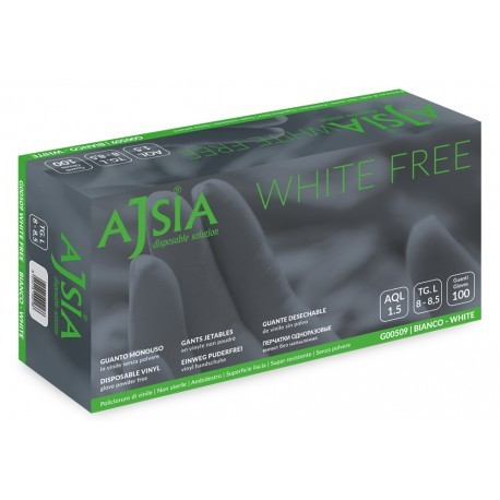 Ajsia White Free guanti vinile senza polvere 100 pz - S