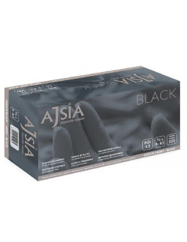 Ajsia guanti monouso nitrile nero taglia S