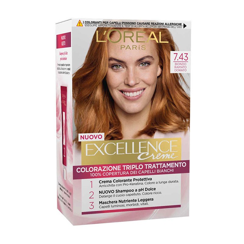 L’Oréal Paris Excellence Crème colorazione permanente - 7.43 Biondo ramato dorato
