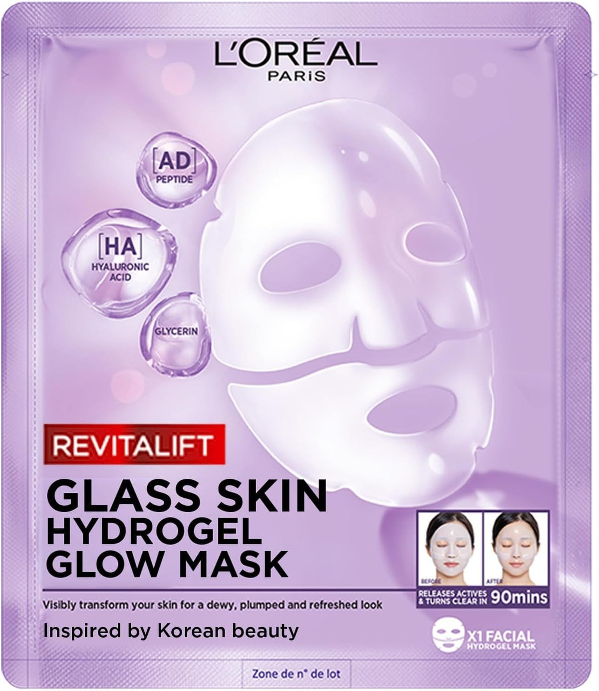 L'Oreal Revitalift Filler glass skin hidrogel glow mask